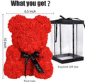 10 Inch Artificial Rose Bear Flowers Wedding Party Decoration Gift Box(Red)