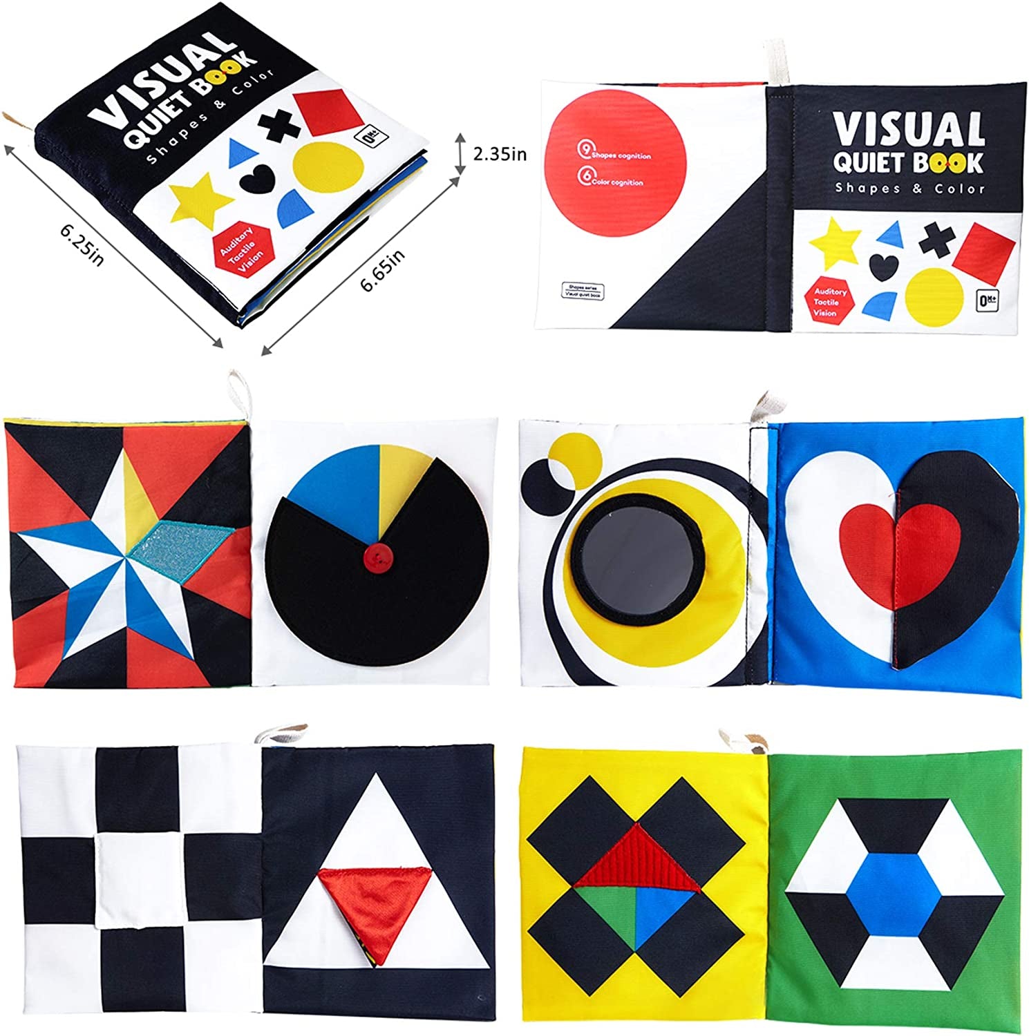 High Contrast Black and White Baby Book - Touch and Feel Crinkle Sensory Toy - Visual Stimulation Interactive Montessori Toys for 0-12 Months Infant Newborn - Baby Gift for Boys Girls