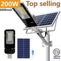 200W Powerful Solar Light Outdoor Solar Street Light 6000Mah Waterproof Automatic Dusk to Dawn Street Light for Garage Garden