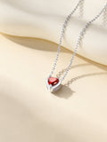 Silver Necklace 925 Sterling Silver Birthstone Love Heart Necklace Valentine'S Day Gift for Her