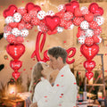Valentine'S Day Balloons Kit - I Love You Balloons, White Red Heart Balloons, Balloon Pump & Rose Petals for Valentines Day Anniversary Wedding Engagement Decorations Special Night Gift