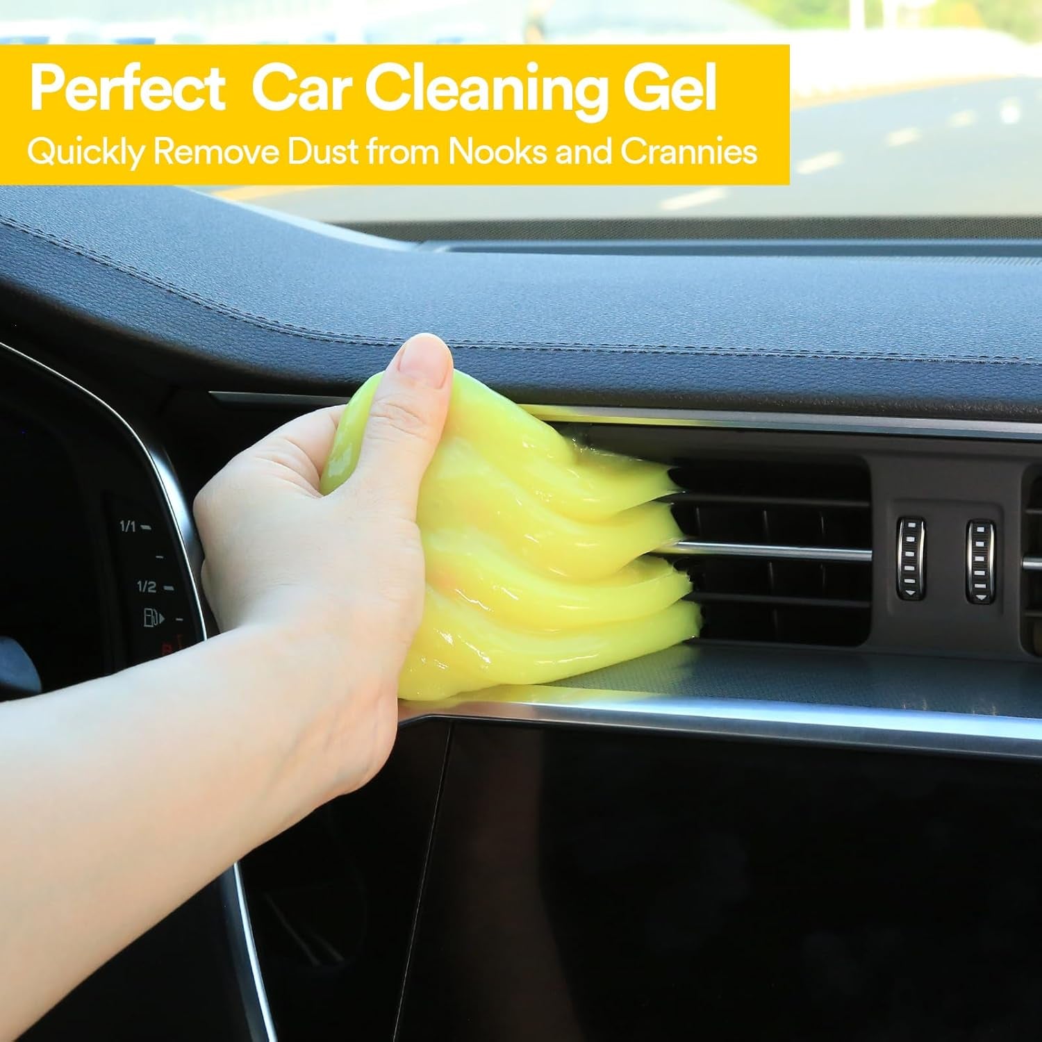 Car Cleaning Gel Detailing Kit Car Cleaning Putty Gel Reusable Car Cleaning Tools Car Slime for Cleaning Car Slime Cleaner Car Cleaning Supplies Car Accessories for Men Women Yellow