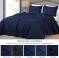 Kingston Queen Size Bedspread Set, 3-Piece Navy Oversized Quilted Microfiber Lightweight Bedspread Coverlet (100