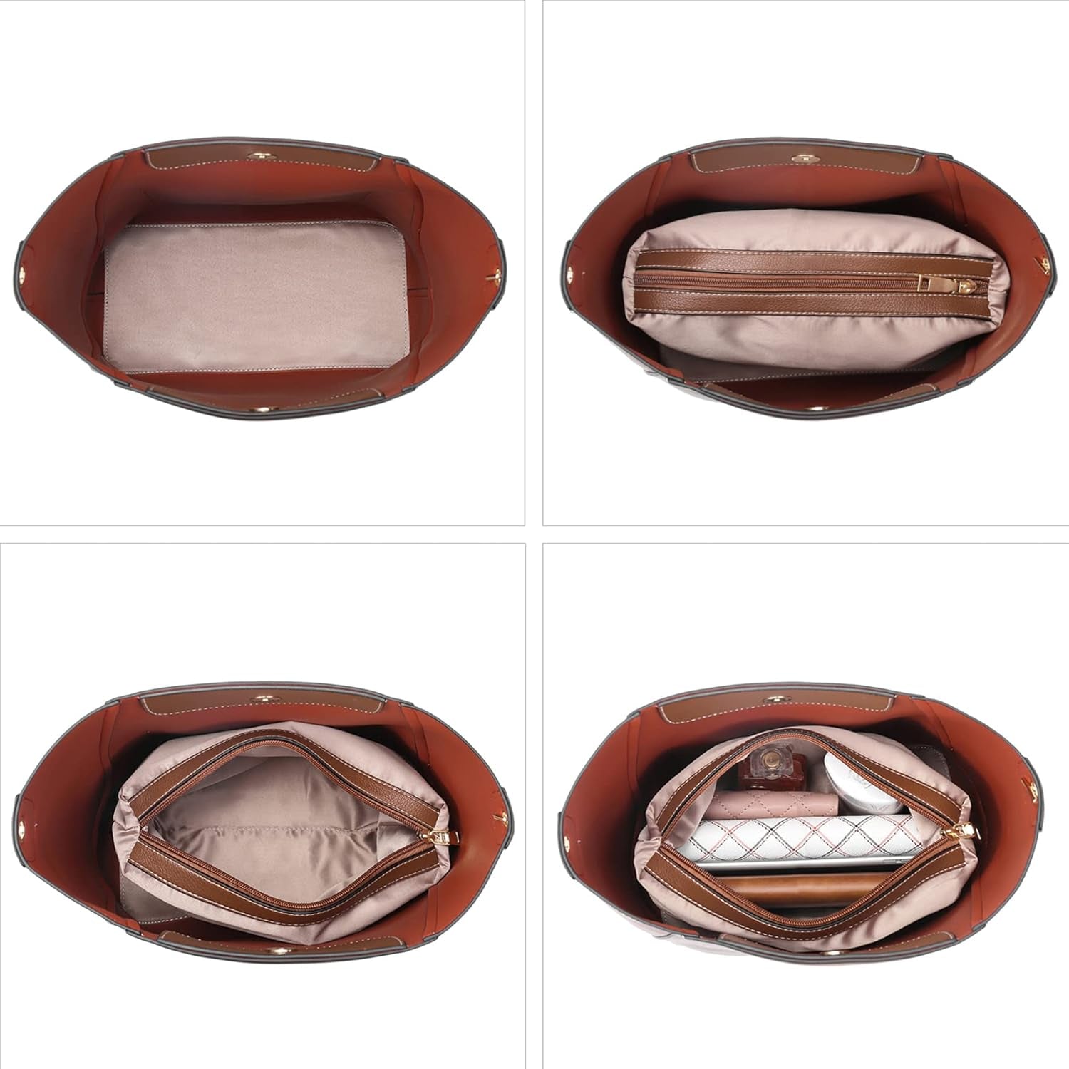 Hobo Bags for Women Designer Handbags Vegan Leather Bucket Purse Shoulder Crossbody Bag (Z-Brown)