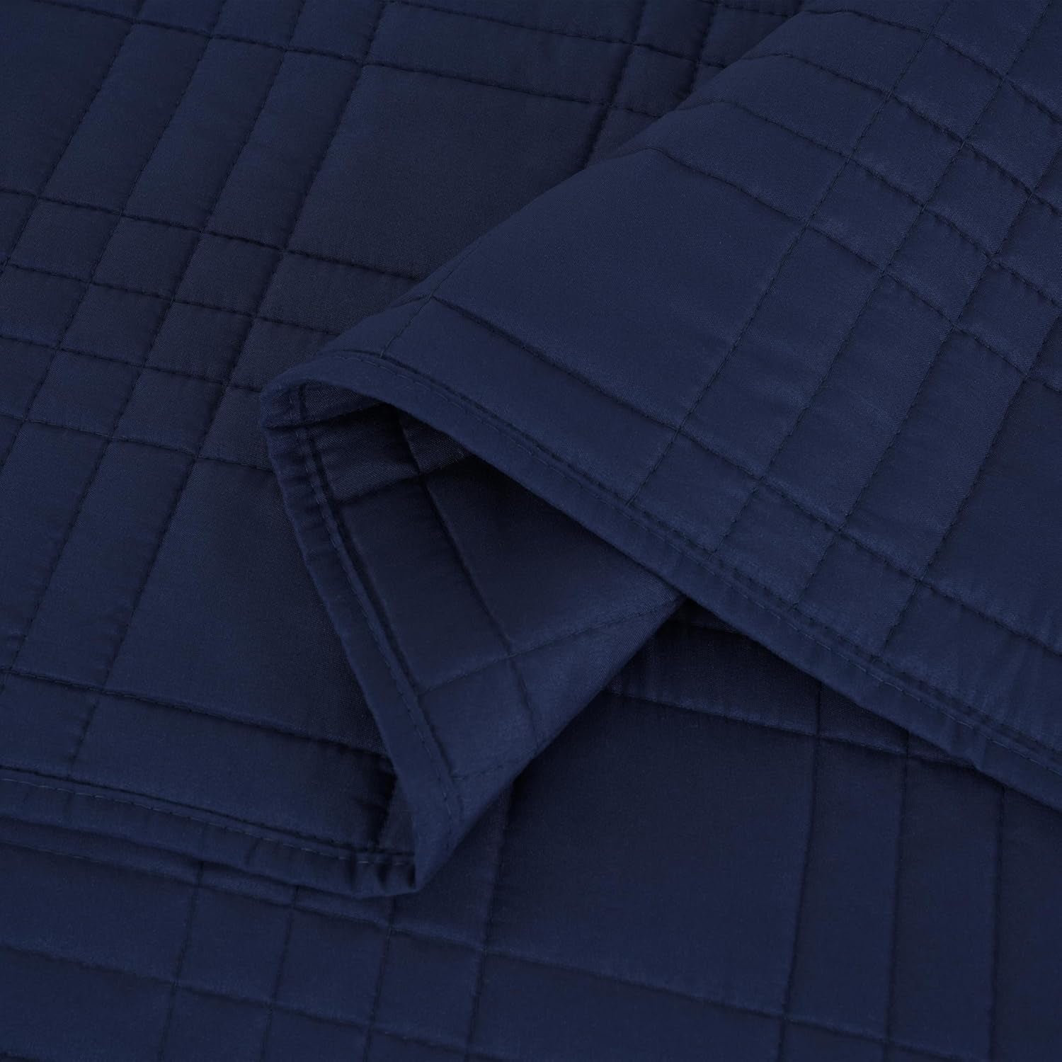 Kingston Queen Size Bedspread Set, 3-Piece Navy Oversized Quilted Microfiber Lightweight Bedspread Coverlet (100"X106") for All Seasons