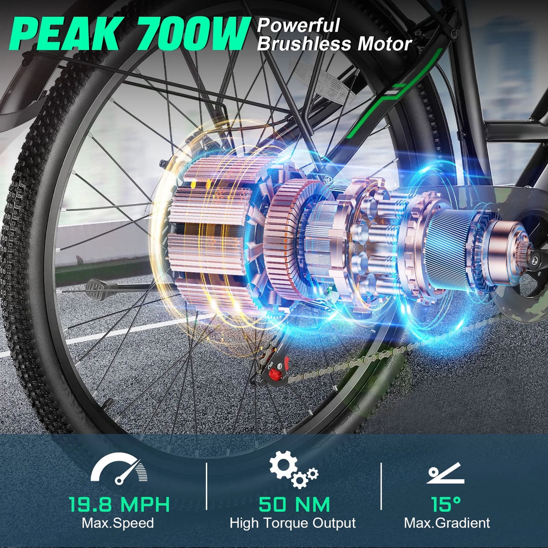 26" Electric Bike for Adults, 500W Electric Commuter Bike 48V 7.8Ah, Shimano 7-Speed, Cruiser City Ebike UL2849