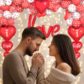 Valentine'S Day Balloons Kit - I Love You Balloons, White Red Heart Balloons, Balloon Pump & Rose Petals for Valentines Day Anniversary Wedding Engagement Decorations Special Night Gift