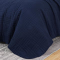 Kingston Queen Size Bedspread Set, 3-Piece Navy Oversized Quilted Microfiber Lightweight Bedspread Coverlet (100