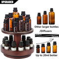 Essential Oil Storage Diffuser Stand Carousel Display - Bamboo Rotating Essential Oil Holder Collection Display Suitable for 5Ml/10Ml/15Ml/20Ml Bottles - Mahogany