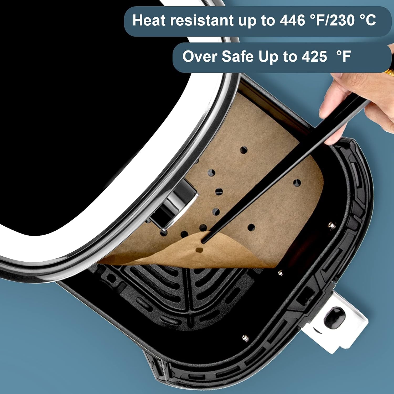 Air Fryer Parchment Paper, Air Fryer Liners, 200Pcs 8.5 Inch, Air Fryer Accessories, Perforated Parchment Paper for Air Fryer, No Burn, Easy Cleanup