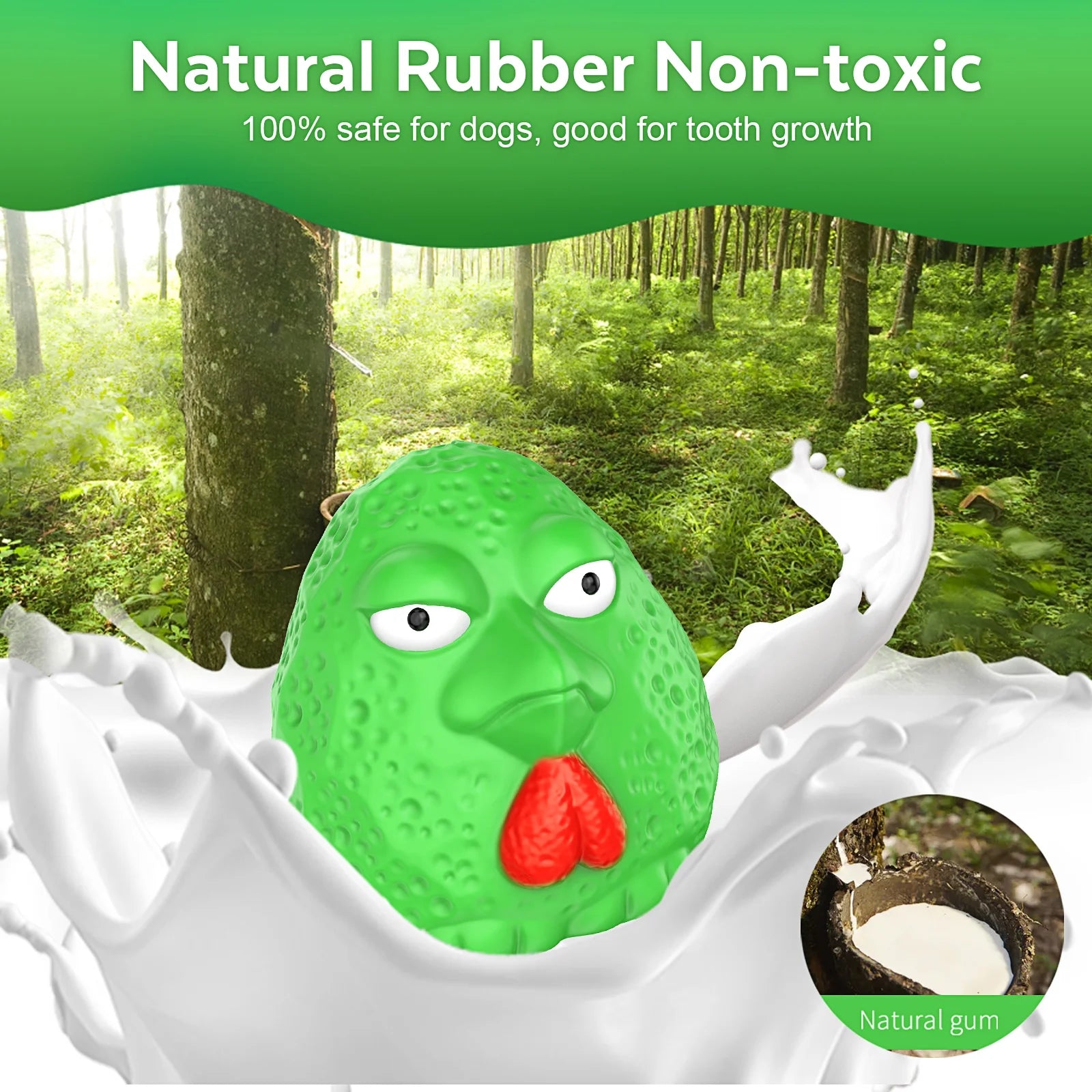 Rubber Dog Chew Toys,Treat Food Dispensing Dog Toys for Teeth Cleaning, Puzzle Interactive Dog Toys for Small Medium Large Dogs Green