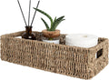 Seagrass Baskets with Built-In Handles, Bathroom Decor Box for Toilet Tank Top, 14 ¼