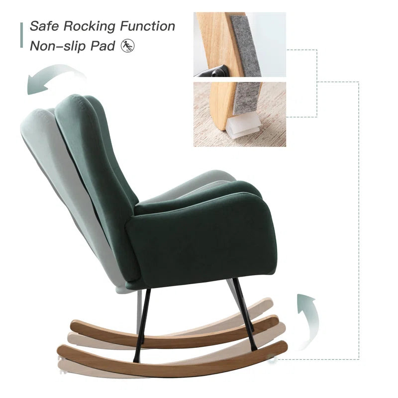 Meno 26''Wide Modern Stylish Upholstered Arms Nursery Rocking Accent Chair