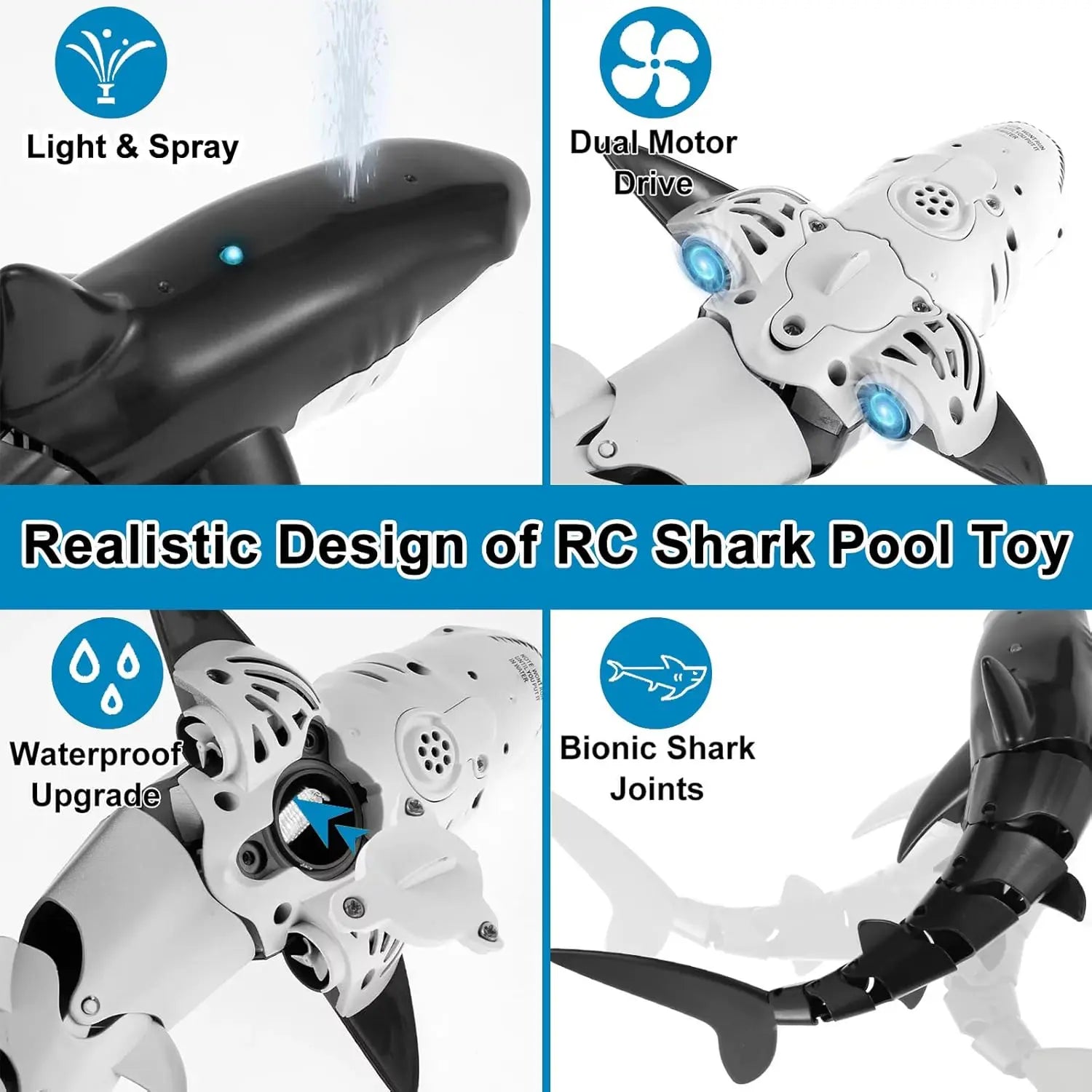 Smart Rc Shark Whale Spray Water Toy Remote Controlled Boat Ship Submarine Robots Fish Electric Toys for Kids Boys Baby Children