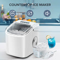 Countertop Ice Maker Machine 26Lbs/24H, 6 Mins/9 Bullets of Ice, Self-Cleaning, White