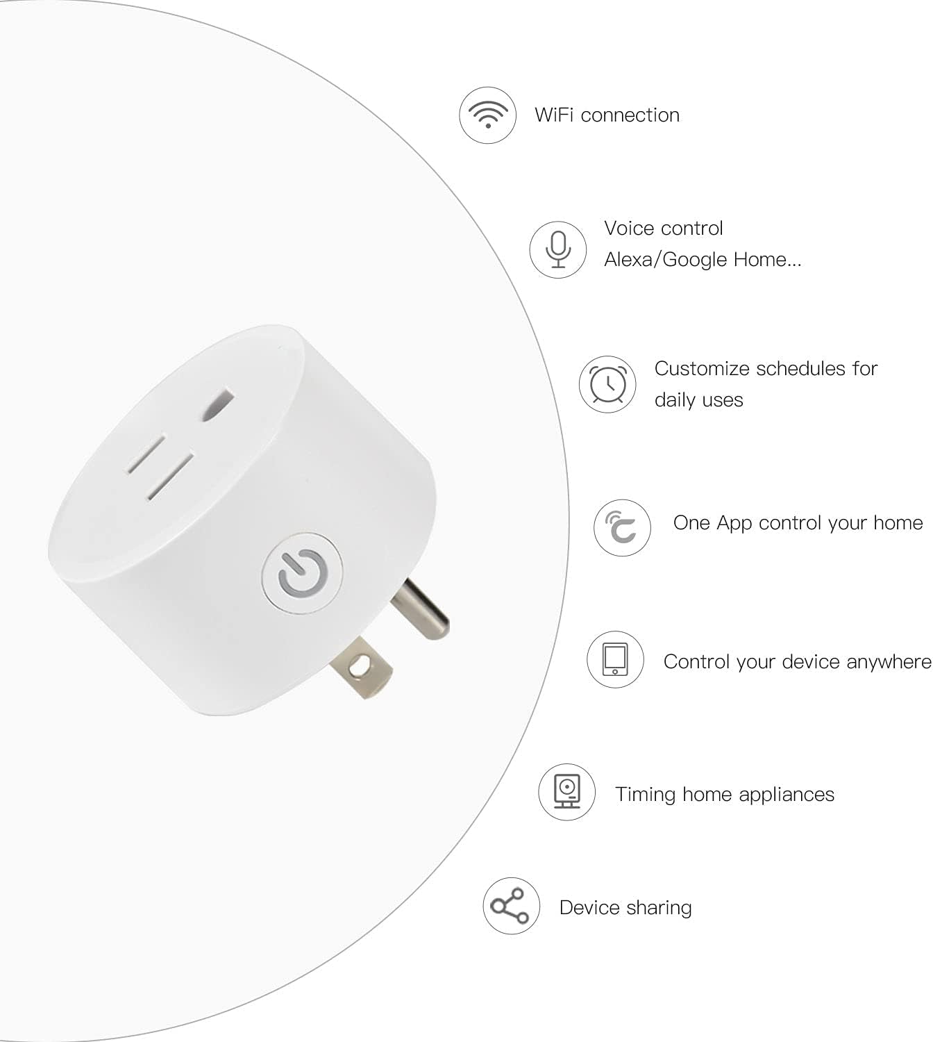 Smart Plug Smart Wifi Outlet Compatible with Apple Homekit, Amazon Alexa and Google Assistant Remote Control Smart Socket with Timer Function No Hub Required ROHS and FCC Certified (1 Pack)