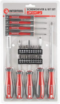 Screwdriver & Precision Driver Tool Set with Magnetic Tips and Bits - Phillips, Flat Head, Torx, Hex - Cr-V Steel with Cushion Grip Handles VT08-3329
