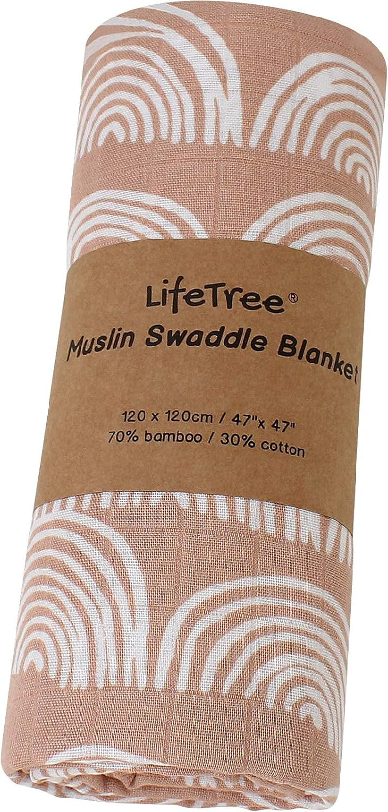 Baby Swaddle Blankets - 70% Viscose from Bamboo and 30% Cotton Muslin Swaddle Blankets Unisex - Boho Vintage Rainbow Print, Silky Soft, Lightweight, Breathable, Large 47 X 47 Inches