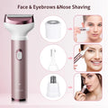 4 in 1 Electric Razor for Women Nose Hair Trimmer for Women Cordless Face Shaver Set Facial Hair Removal for Women Painless Body Hair Remover Lady Grooming Kit for Bikini, Eyebrow, Arm, Leg, Nose