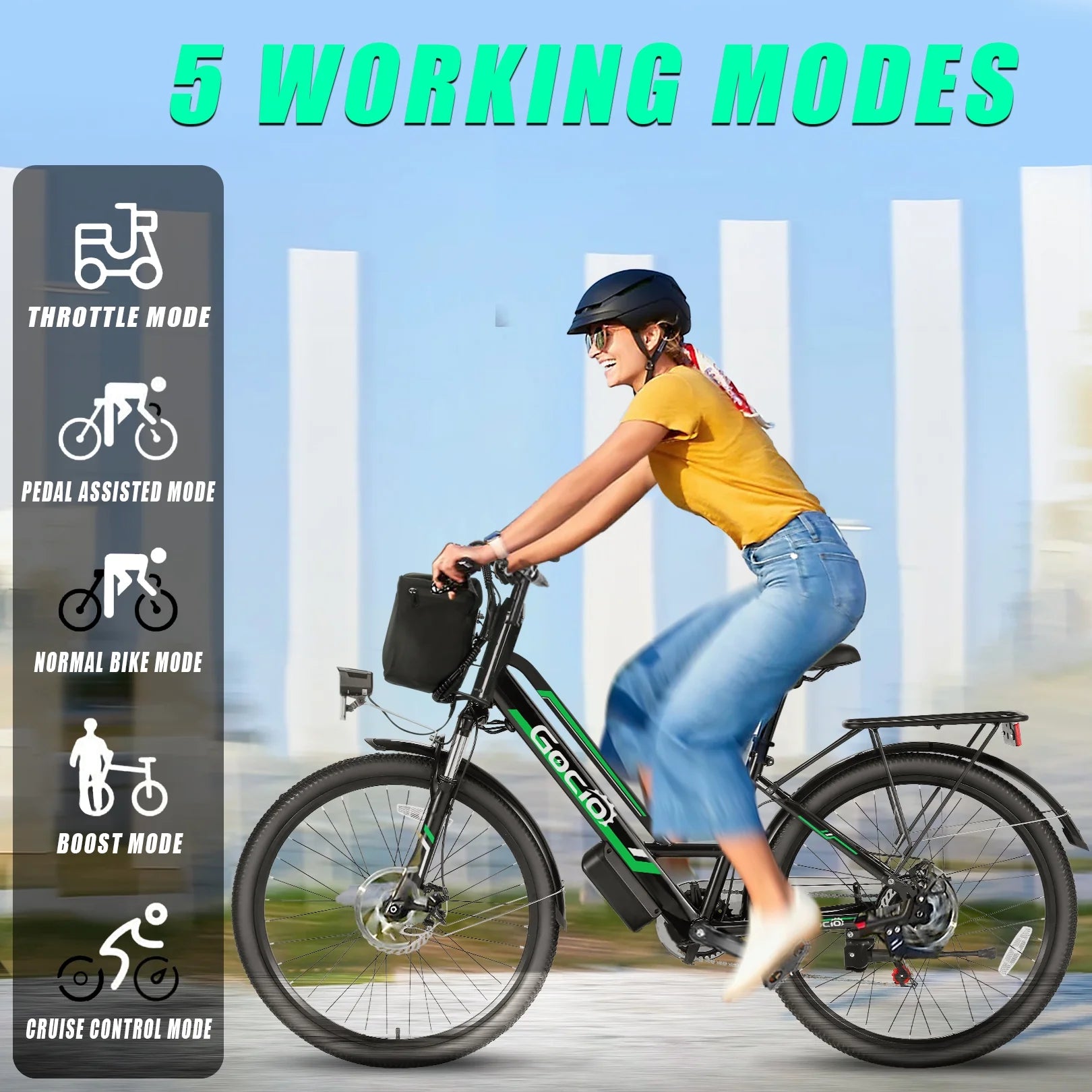 26" Electric Bike for Adults, 500W Electric Commuter Bike 48V 7.8Ah, Shimano 7-Speed, Cruiser City Ebike UL2849