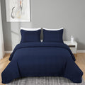 Kingston Queen Size Bedspread Set, 3-Piece Navy Oversized Quilted Microfiber Lightweight Bedspread Coverlet (100
