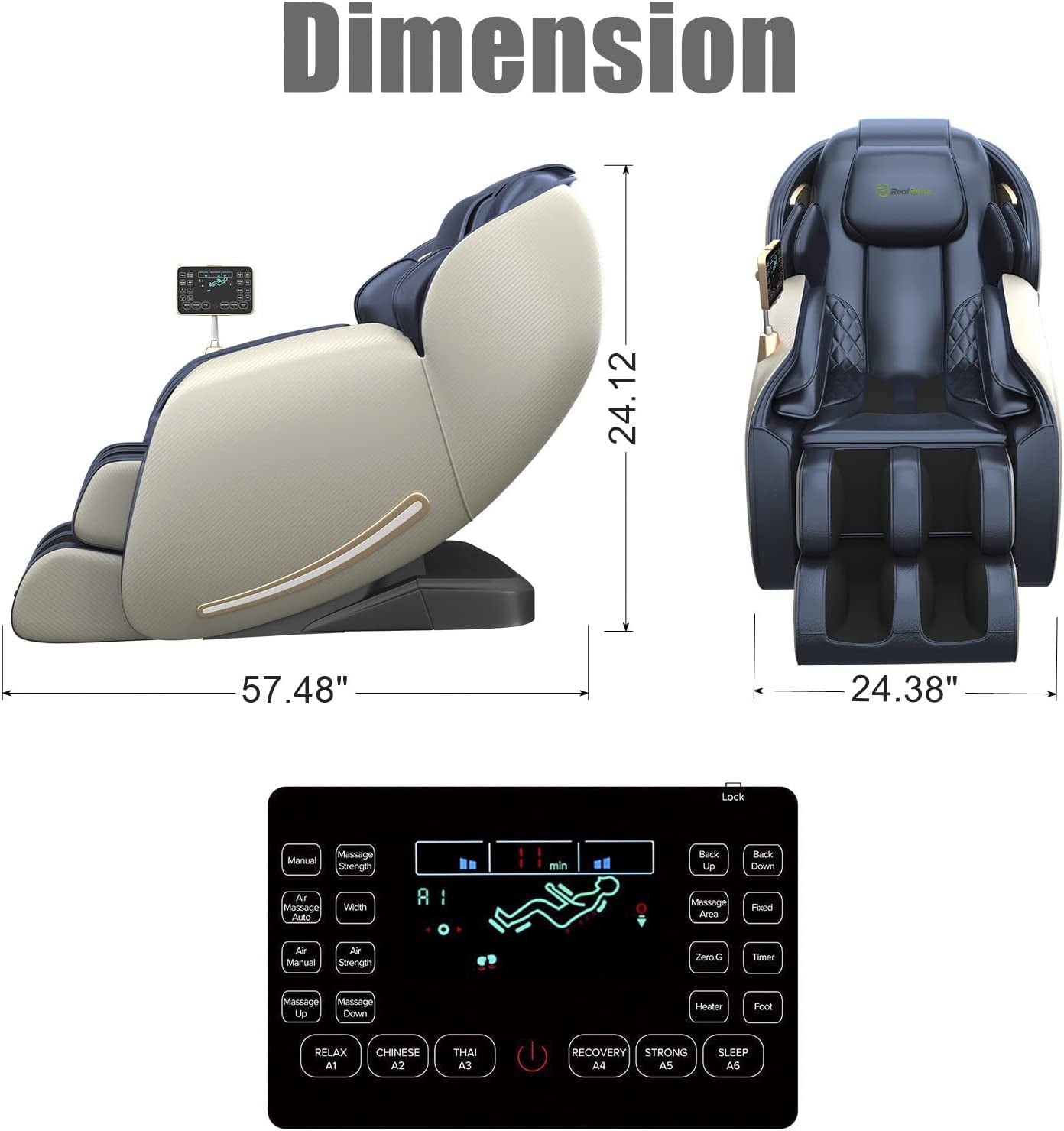 , Full Body Zero Gravity SL Track, Shiatsu Massage Chair Recliner with Heat Body Scan Foot Roller, Favor-06