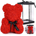 10 Inch Artificial Rose Bear Flowers Wedding Party Decoration Gift Box(Red)
