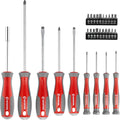 Screwdriver & Precision Driver Tool Set with Magnetic Tips and Bits - Phillips, Flat Head, Torx, Hex - Cr-V Steel with Cushion Grip Handles VT08-3329