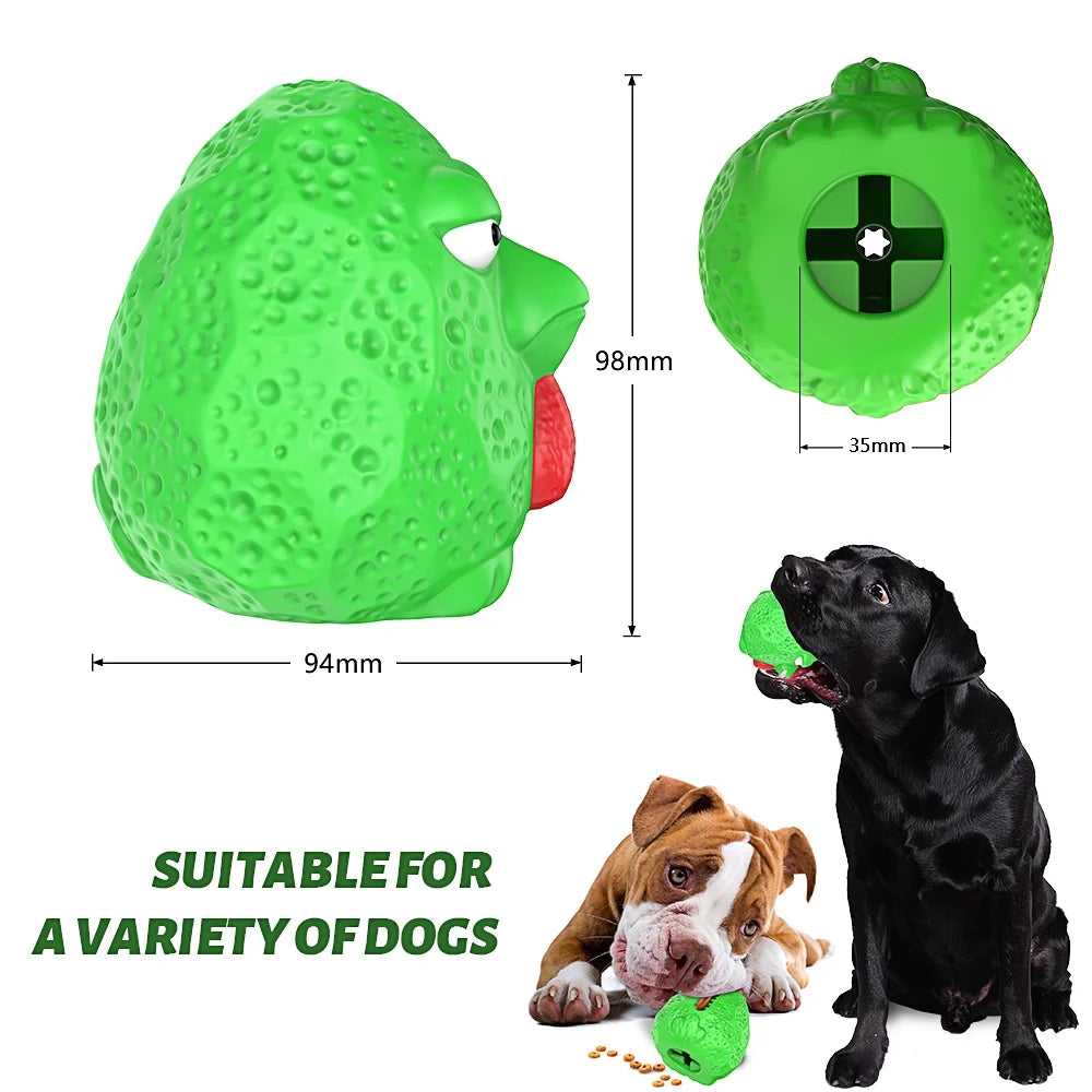 Rubber Dog Chew Toys,Treat Food Dispensing Dog Toys for Teeth Cleaning, Puzzle Interactive Dog Toys for Small Medium Large Dogs Green