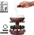 Essential Oil Storage Diffuser Stand Carousel Display - Bamboo Rotating Essential Oil Holder Collection Display Suitable for 5Ml/10Ml/15Ml/20Ml Bottles - Mahogany