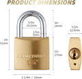 12Pack Small Solid Brass Locks Keyed Alike，1-1/4” (30Mm) Wide Lock Body, 1/5” Shackle Diameter Padlocks with Key